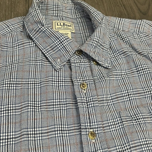 LL Bean Shirt Mens XL Blue Plaid Flannel Button Up Outdoor Wool Blend - Picture 4 of 4